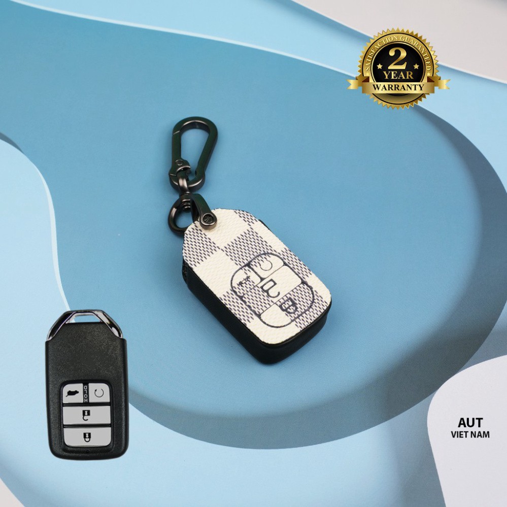 [VIP]_ Bao da chìa khóa Honda 4 nút (Honda City, CIVIC, ACCORD, CR-V,HR-V,Odyssey) da Canvas L V xẻ túi
