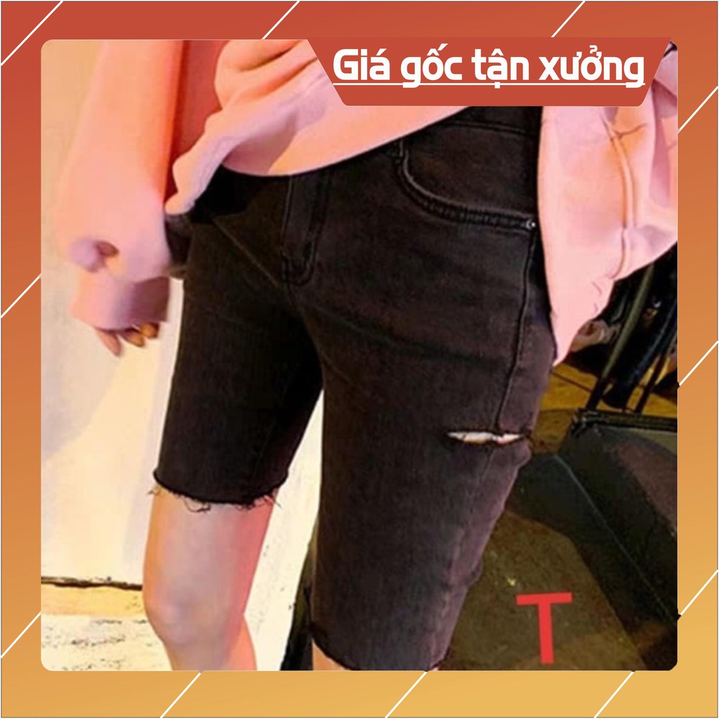 Quần bò lửng rách cạnh một bên TT12