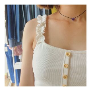 (ẢNH SHOP CHỤP) ÁO CROP DÂY NHÚN BÈO
