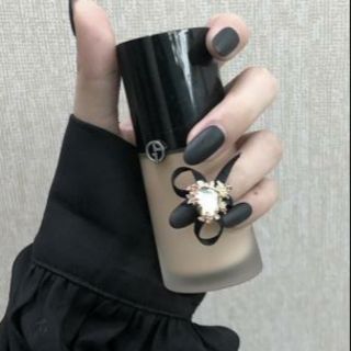 Bộ 24 móng tay giả nhám đen nhọn dài đính đá