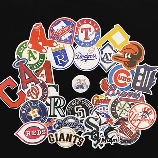 30 sticker hình dán bóng chày baseball logo nhám chống nước, decal dán nón, dán laptop từ stickaroundvn