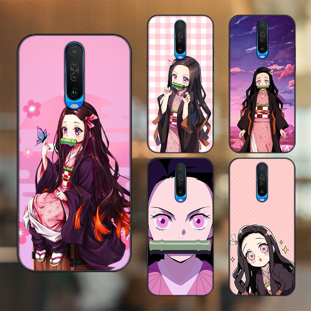 Ốp lưng Xiaomi K30 viền đen in hình Nezuko Kimetsu no Yaiba