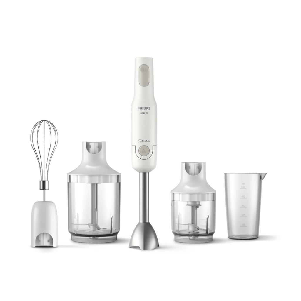 Máy xay sinh tố cầm tay đánh trứng cắt thực phẩm Promix thanh tay kim loại Philips HR2537/00 650W - Hàng chính hãng
