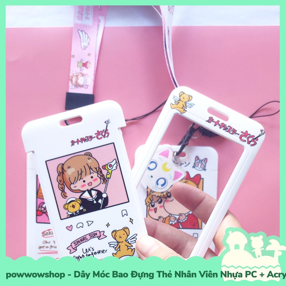 [Sẵn VN - Hỏa Tốc] Dây Móc Bao Đựng Thẻ Nhân Viên Nhựa PC + Acrylic Mẫu Nhân Vật Anime Manga Sailor Moon &amp; Sakura