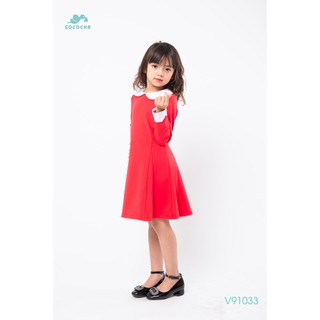 V91033-váy sơ mi cổ sen trơn