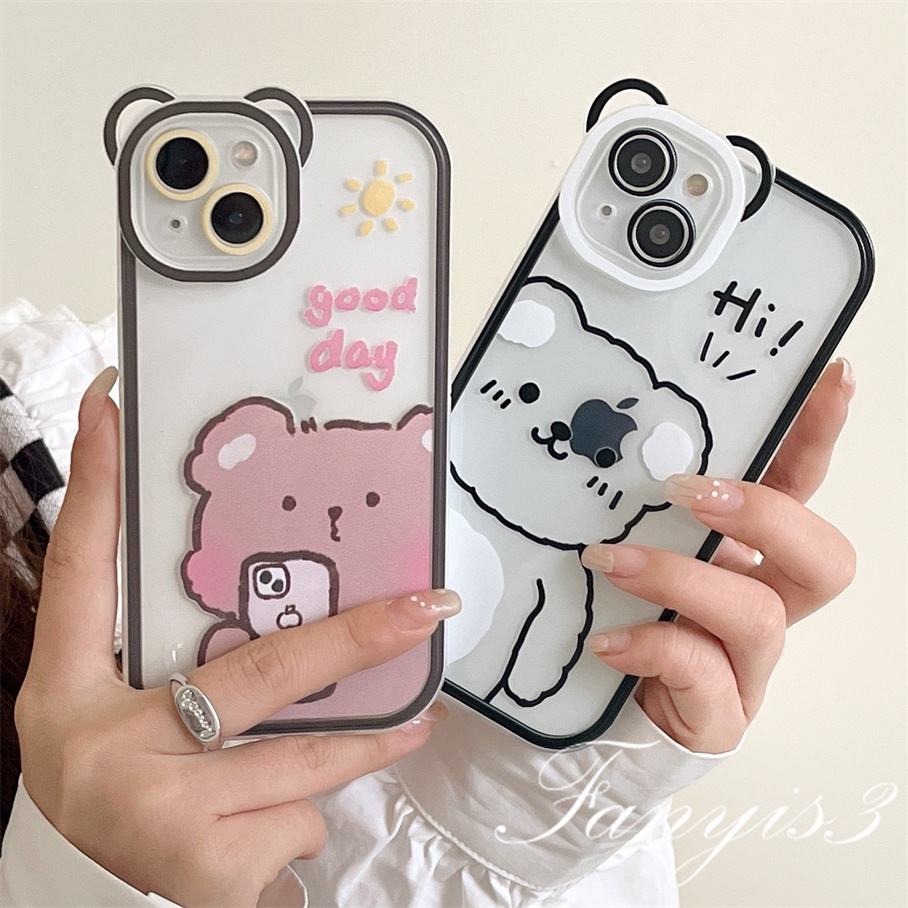 Ốp Điện Thoại Mềm Trong Suốt Hình Tai Gấu Dễ Thương Cho iPhone 14 13 12 11 Pro Max X XR Xs Max 8 7 6 6s + SE 2020