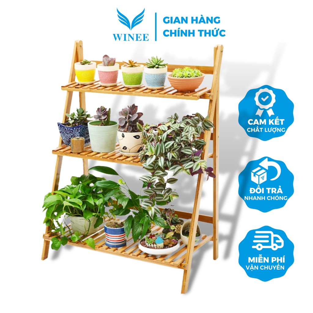 Kệ cây cảnh trong nhà kệ sen đá để ban công gỗ tre thân thiện môi trường kèm hướng dẫn lắp ráp