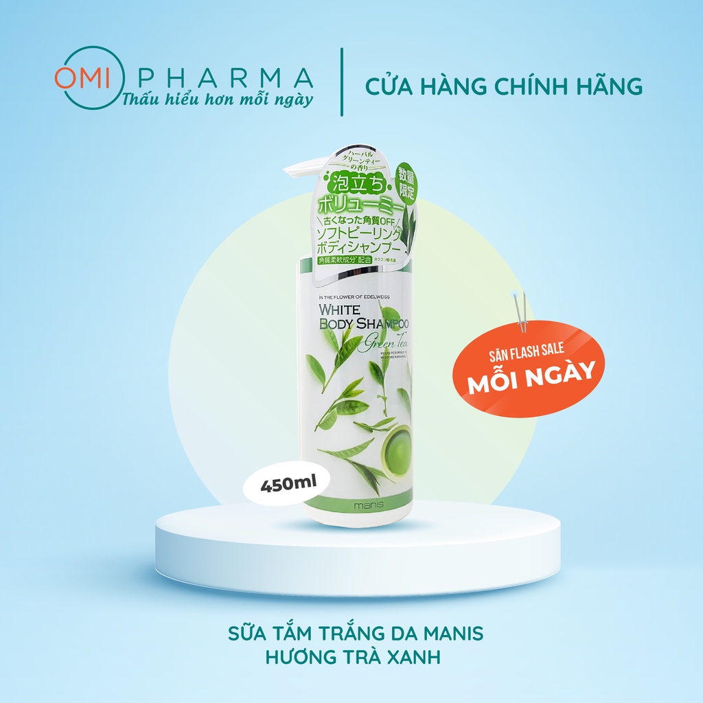 Sữa Tắm Manis Trắng Da Dưỡng Ẩm Hương Trà Xanh Nhật Bản 450ml