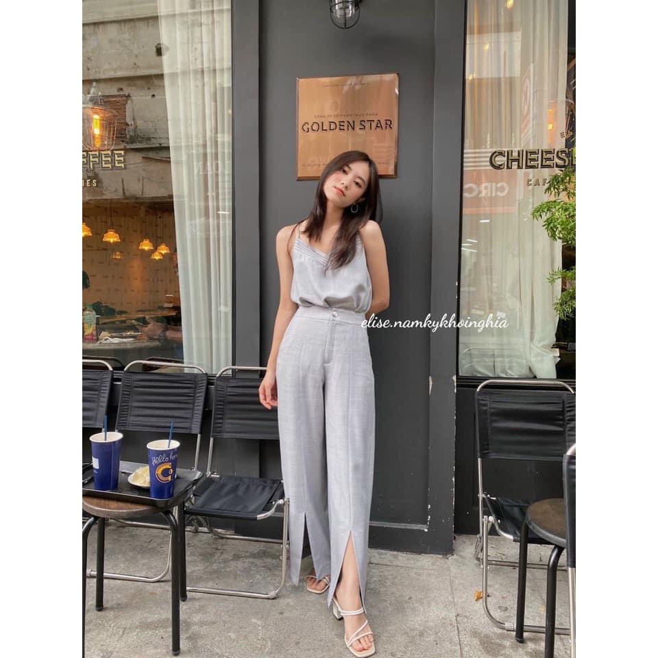 Quần ghi xước xẻ ống Elise