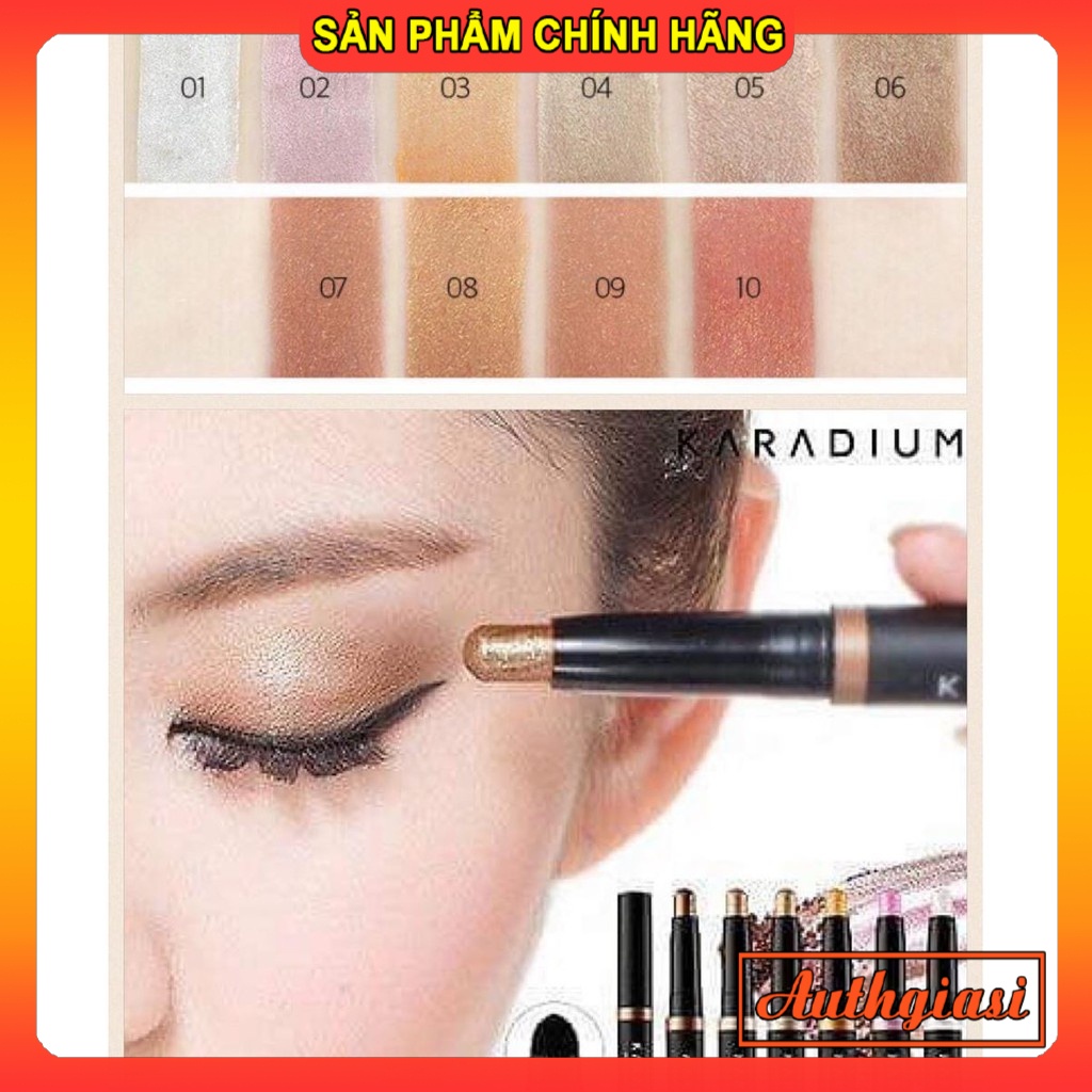 Phấn mắt nhũ KARADIUM Shining Pearl Shadow Stick 2 đầu dạng thỏi vặn kèm cọ