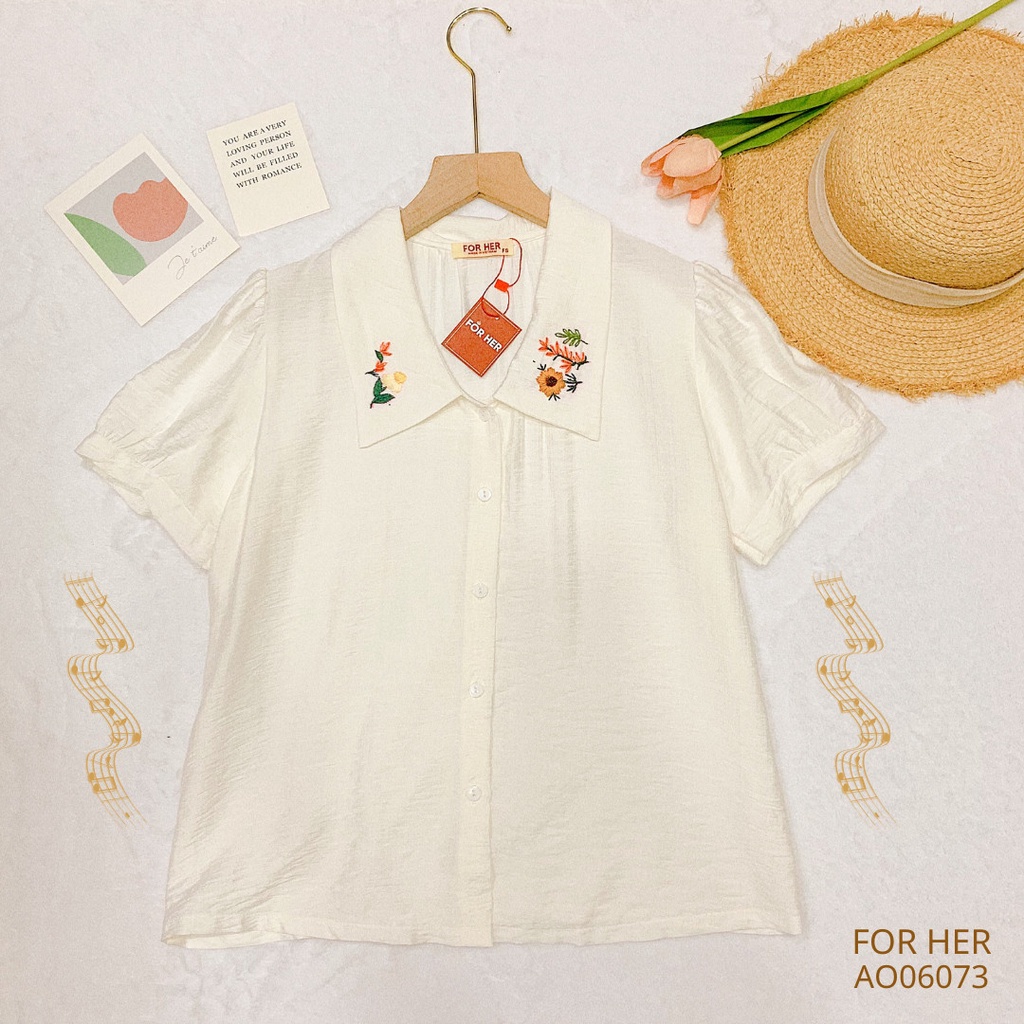 Áo tay bo hoa thêu AO0607