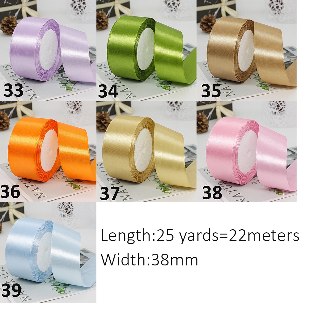 Cuộn Dây Ruy Băng Bằng Vải Satin 38mm Dùng Trang Trí Gói Quà Diy 25yards / Cuộn