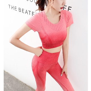 Sét bộ áo croptop quần dài loang siêu đẹp kèm đệm ngực (đồ tập gym-yoga nữ)