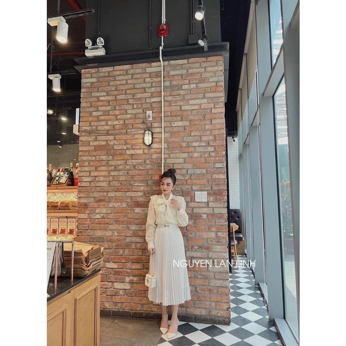 Áo sơ mi tơ cổ nơ ngọc tiểu thư (kèm ảnh thật và video)
