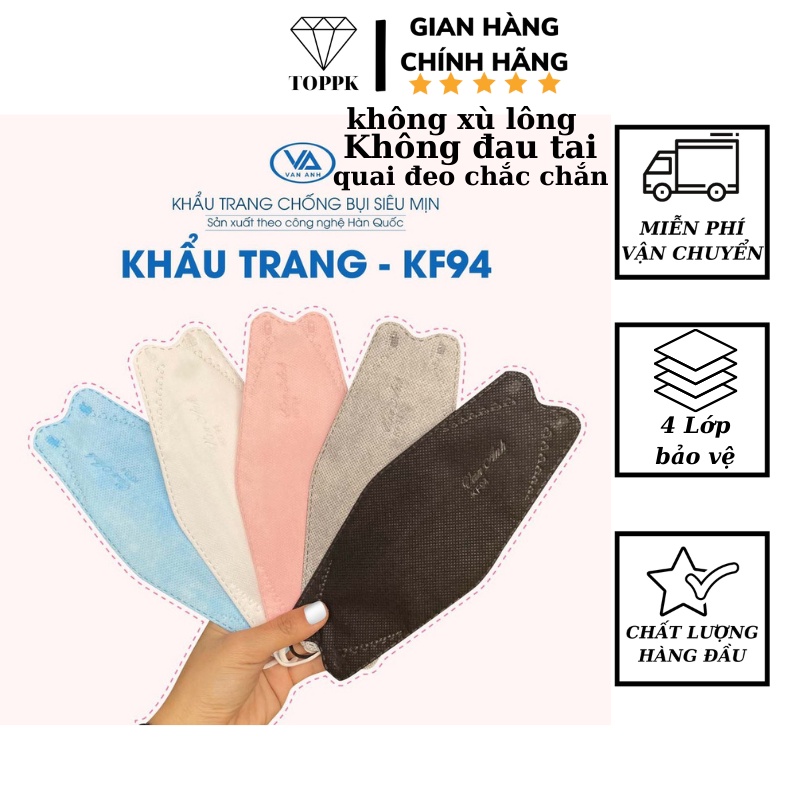 Khẩu trang KF94 Vân Anh Mask 4 lớp an toàn chất lượng 10 - 50 chiếc