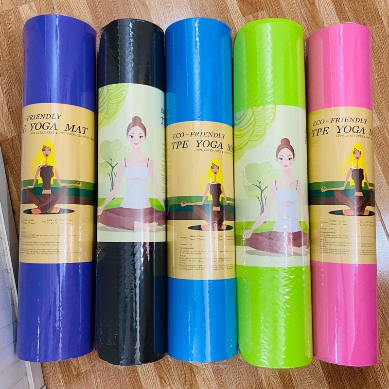 Thảm Yoga Dày 6mm, Ko Mềm, Ko Xẹp, Ko Lún, Loại Cao Cấp (1 Cái) - Tặng Túi Đeo