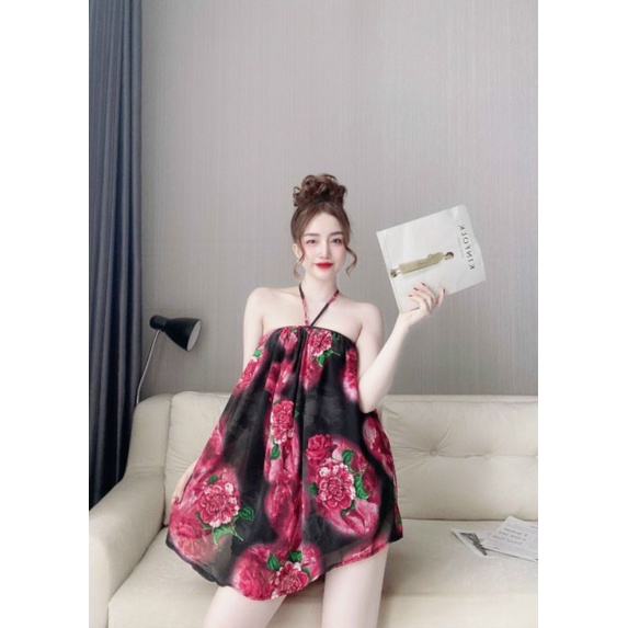 Váy yếm ngủ kèm quần đùi chất lụa Voan mềm mại - Đồ ngủ gợi cảm siêu đáng yêu