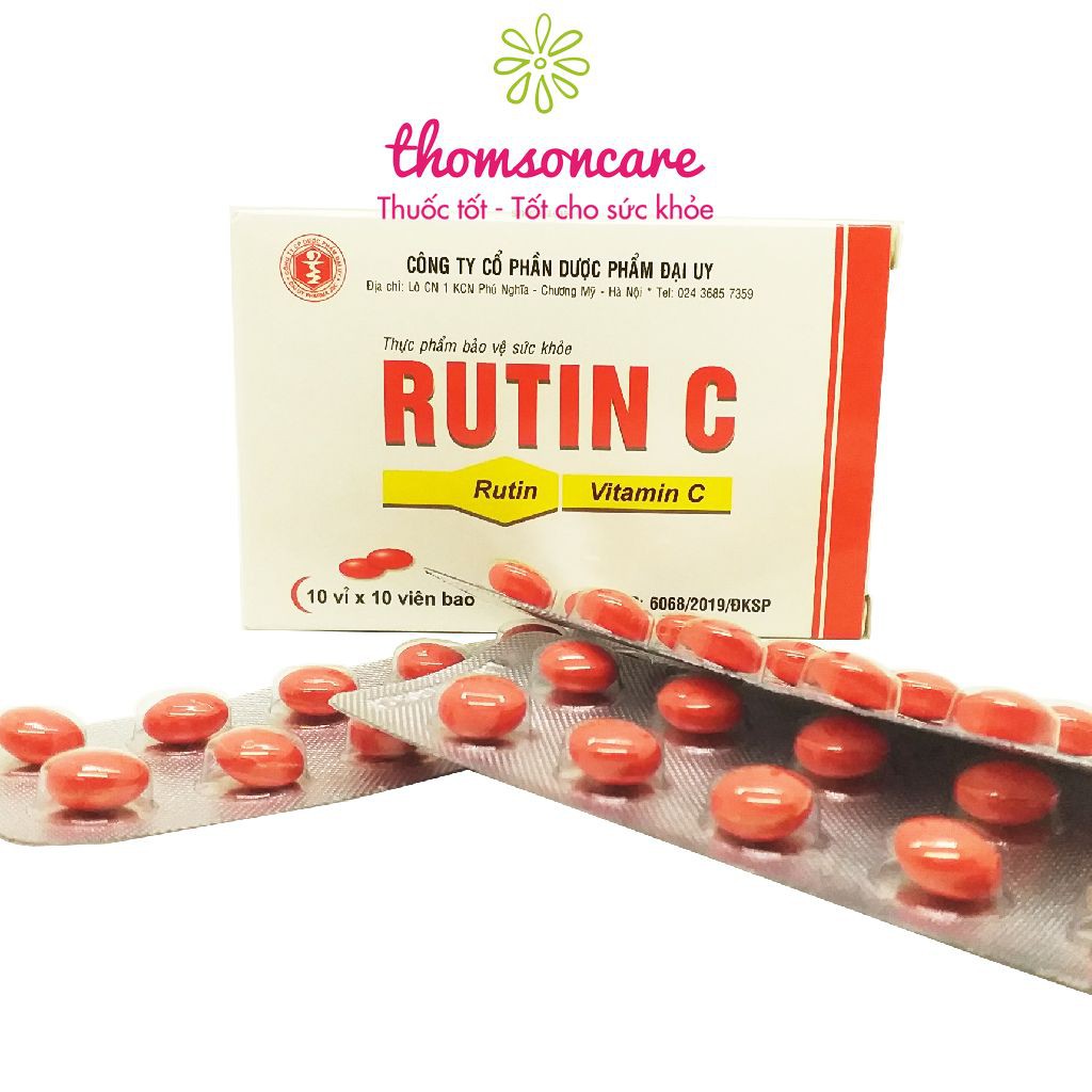 Bổ sung vitamin C, hỗ trợ phòng ngừa suy giãn tĩnh mạch, tăng sức đề kháng - Rutin C Đại Uy - Hộp 100 viên | Thế Giới Skin Care