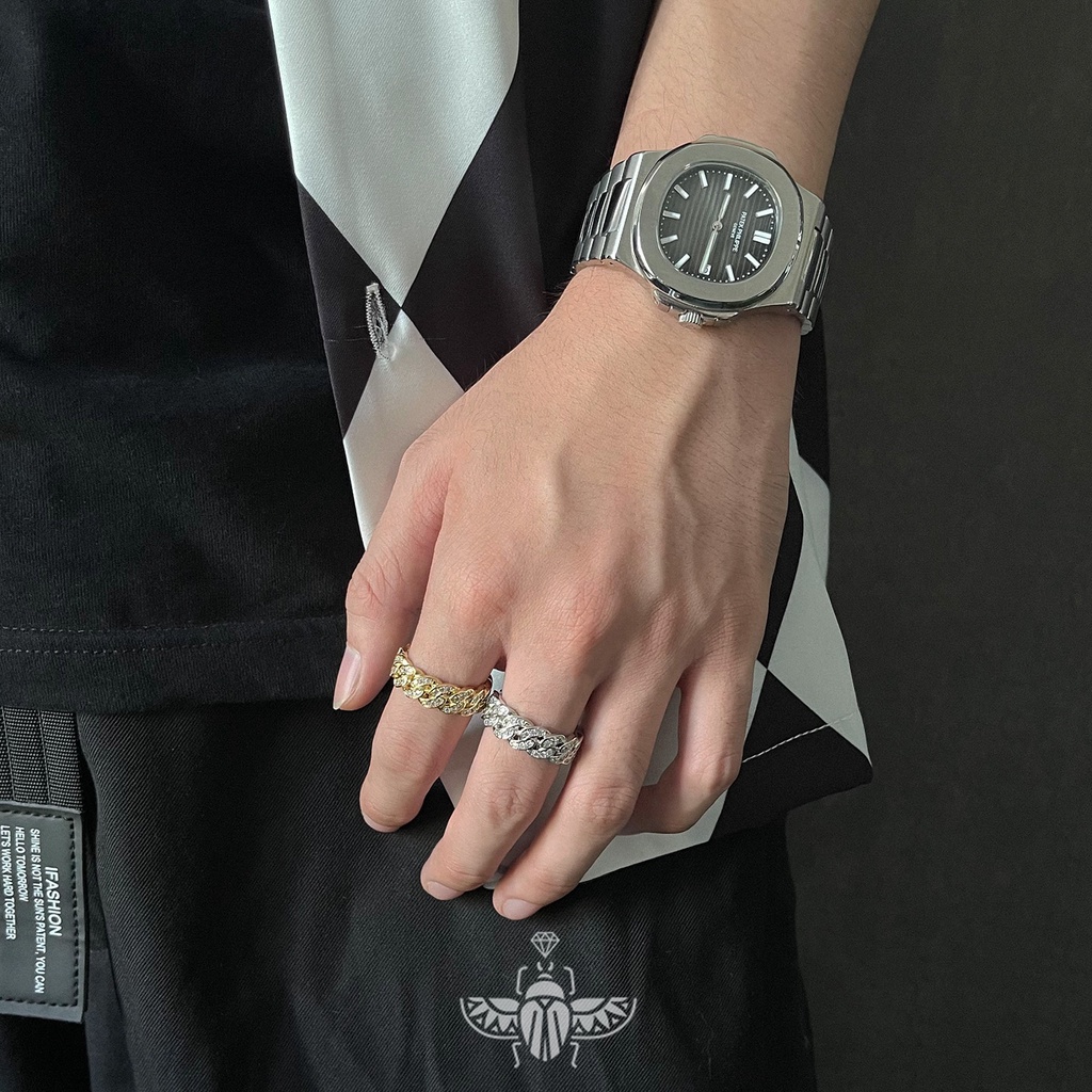 Avci Nhẫn Đeo Ngón Trỏ Đính Đá Kim Cương Phong Cách hip hop Đường Phố Cá Tính Cho Nam Và Nữ