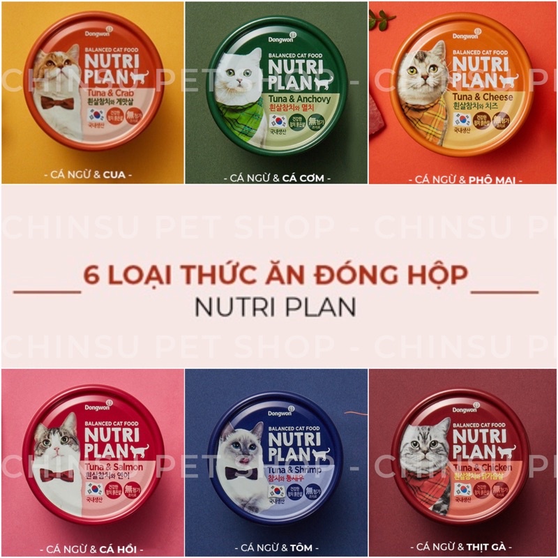 Pate Nutri Plan Hàn Quốc dành cho Mèo lon 160GR đủ vị - Thức Ăn Đóng Hộp Chống Biếng Ăn Cho Mèo Boss