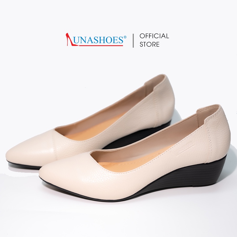 Giày đế xuồng nữ 3p Lunashoes 2512 giầy da bò mũi nhọn cao cấp dễ đi kiểu Hàn quốc êm chân bảo hành 2 năm