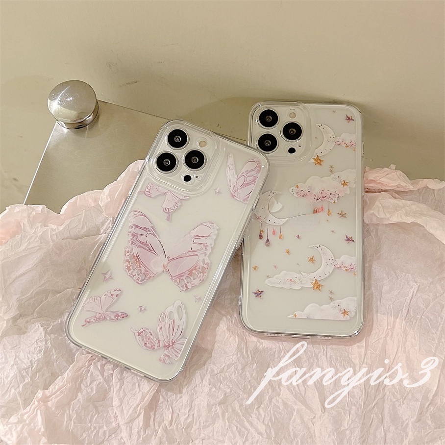 Ốp Điện Thoại TPU Mềm Trong Suốt Họa Tiết Bướm Cho iPhone 14 13 12 11 Pro Max XS Max XR X XS 8 7 6s 6 Plus SE 2020