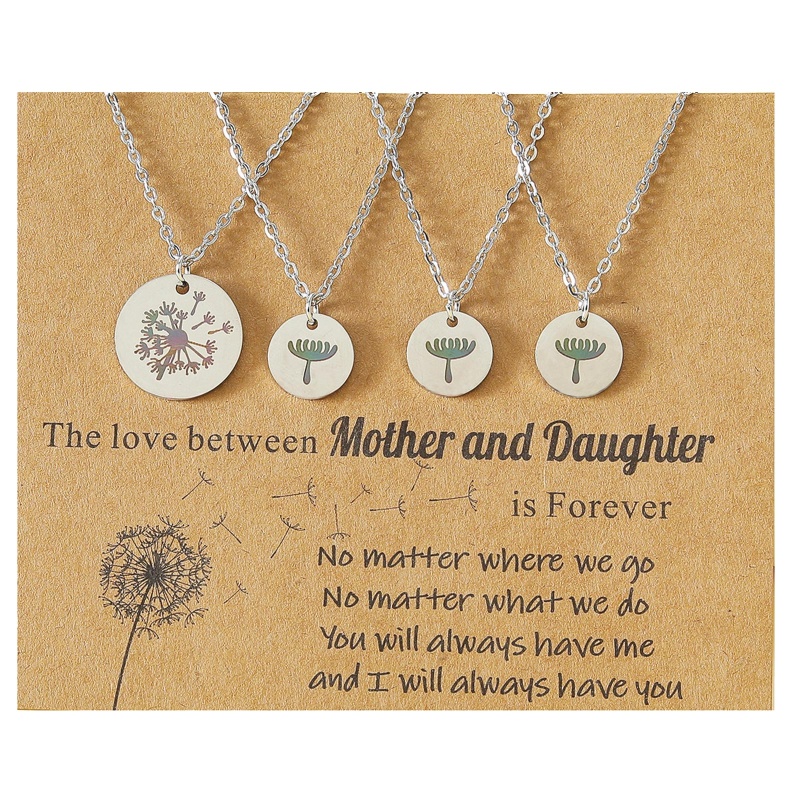 Vòng cổ Mặt Hoa Bồ Công Anh Bằng Thép Không Gỉ Cho Mẹ Và Bé