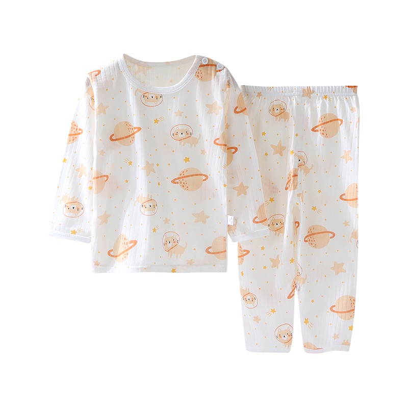 Bộ Đồ Ngủ Tay Dài Chất Cotton Mỏng Nhẹ Thoáng Khí Thời Trang Cho Bé Trai Và Gái 2180