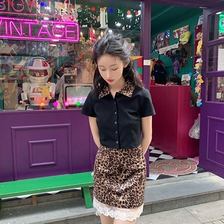 Set Áo Thun Ngắn Tay Họa Tiết Da Báo Và Chân Váy Chữ A Thời Trang Dành Cho Nữ