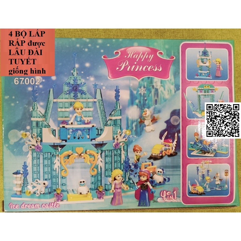 430 Bộ 4 nhân vật LEGO CÔNG CHÚA ELSA NỮ HOÀNG BĂNG GIÁ DISNEY BỘ LẮP RÁP LÂU ĐÀI TUYẾT