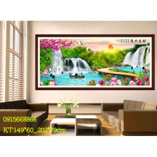 Tranh thêu chữ thập Phong cảnh non nước hữu tình KT202*79cm