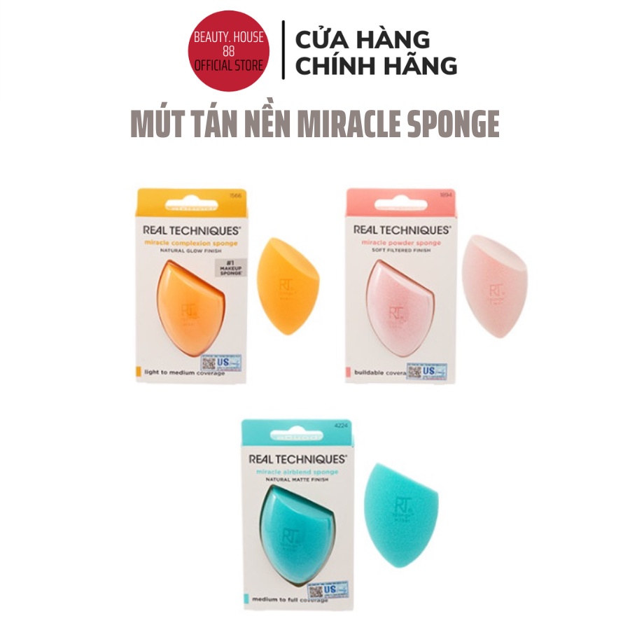 Bông Mút Trang Điểm Real Techniques Miracle Complexion Sponge Có Hộp