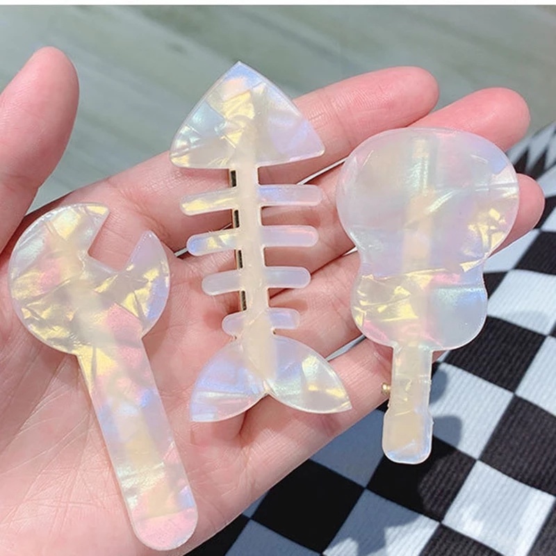 Kẹp Tóc Mái Hình Xương Cá Bằng Nhựa Resin Đơn Giản
