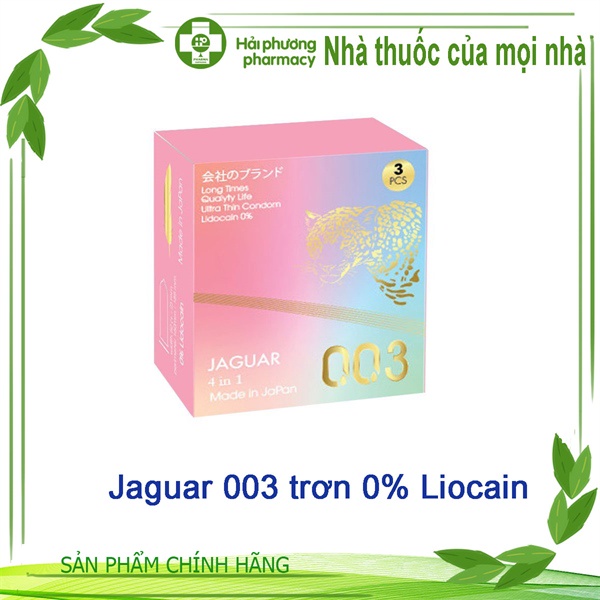 Bao cao su Jaguar 003 trơn 0% Lidocain Nhật Bản ôm sát, chống tụt, trơn mỏng và kéo dài thời gian, bao cao su cao c