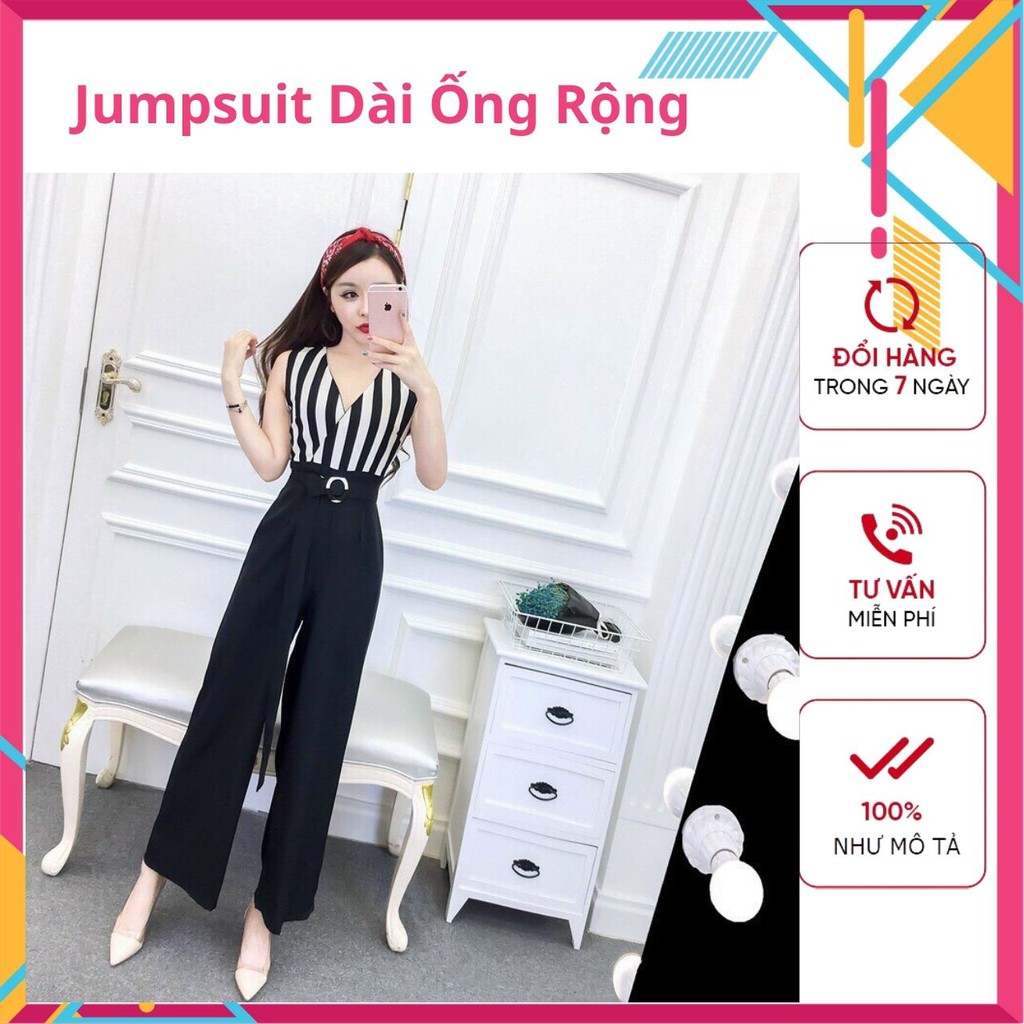 Jum Dài Ống Rộng, Jumpsuit Sọc, Đồ Bay Đẹp, Hàng Thiết Kế, Form Chuẩn, May Kĩ