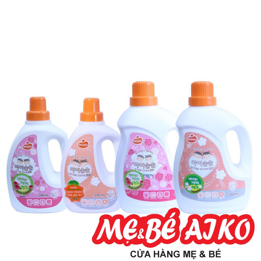 Nước giặt xả Wesser (2in1) Can 3000ml - Đủ Màu, Hàng Chính Hãng