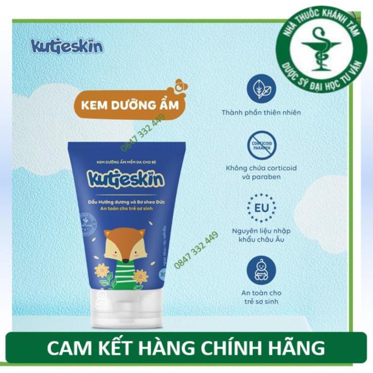 Bộ sản phẩm KUTIESKIN cho bé (dưỡng ẩm/ chàm sữa/ ngứa, hăm) [kutiskin, cutieskin, kutiekin, kem em bé, atoskin]