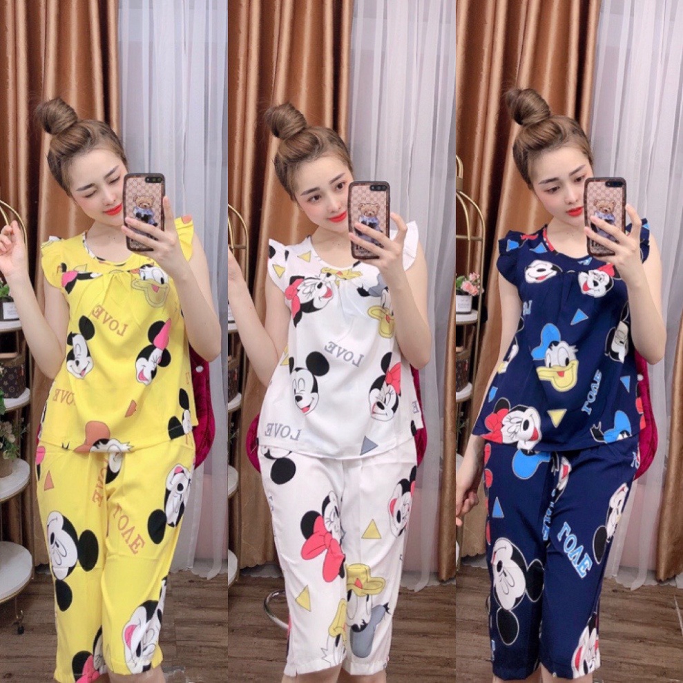 Đồ bộ mặc nhà nữ họa tiết chuột mickey ảnh, video thật - LUA27