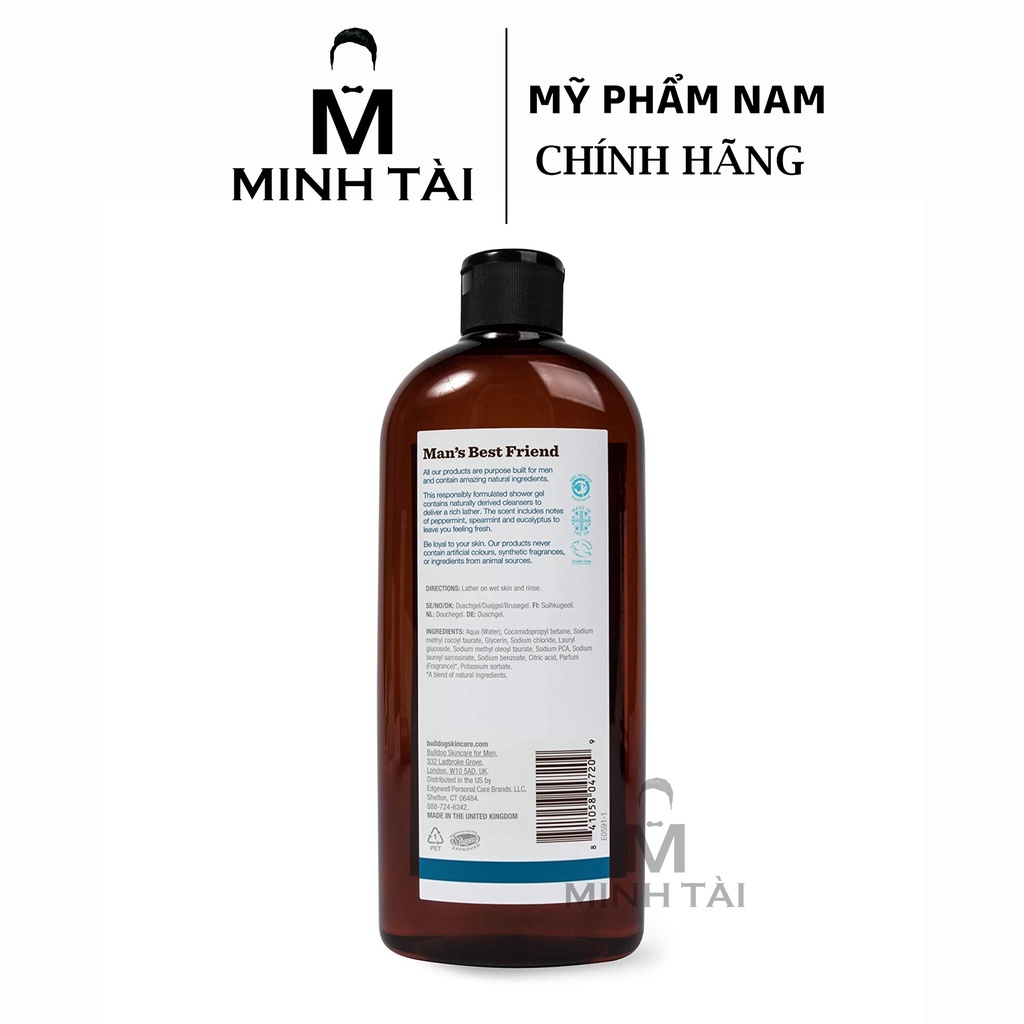 Sữa Tắm Cho Nam BULLDOG Peppermint &amp; Eucalyptus Shower Gel - 500ml - Hàng Chính Hãng