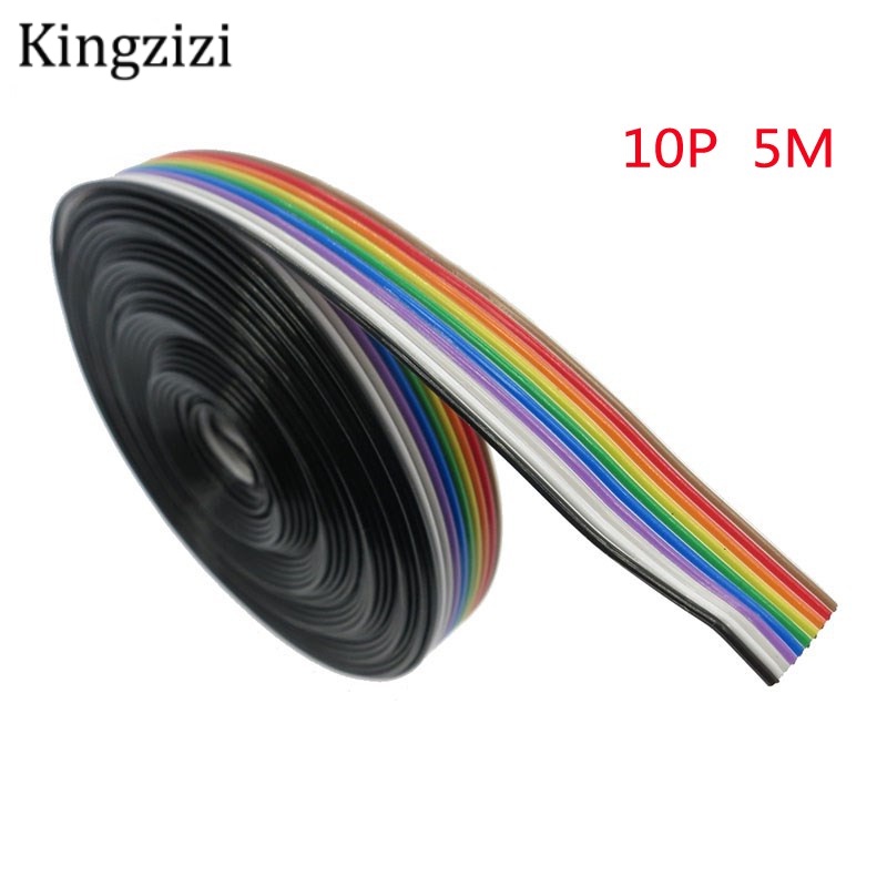 Cáp ruy băng màu cầu vồng cao cấp dài 5 mét 10 sợi 1.27mm