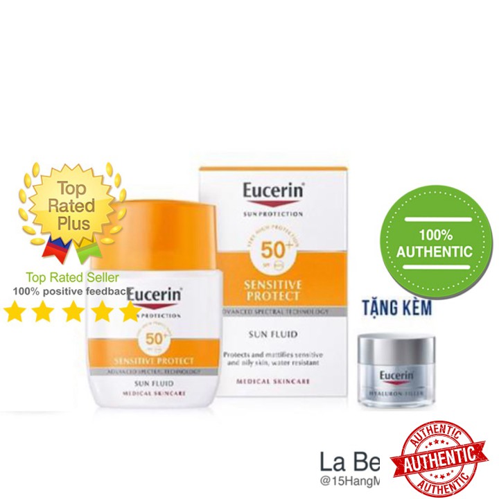 [Mã chiết khấu giảm giá chính hãng] Set Eucerin Sensitive Protect Sun Fluid SPF 50+ Tặng Kem Đêm Eucerin Hyaluron Filler