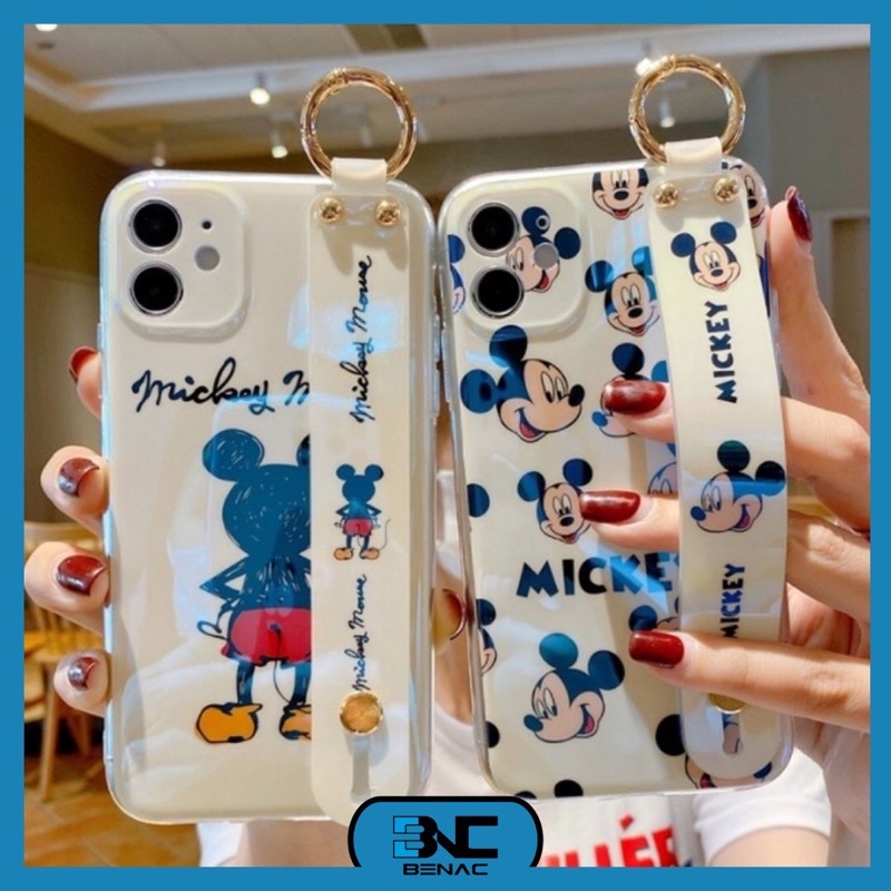 Ốp Điện Thoại Mềm In Hình Hoạt Hình Mickey Có Quai Cầm Tay Cho Apple iPhone 12 7G 8Plus 13 11 Pro max X XS XR