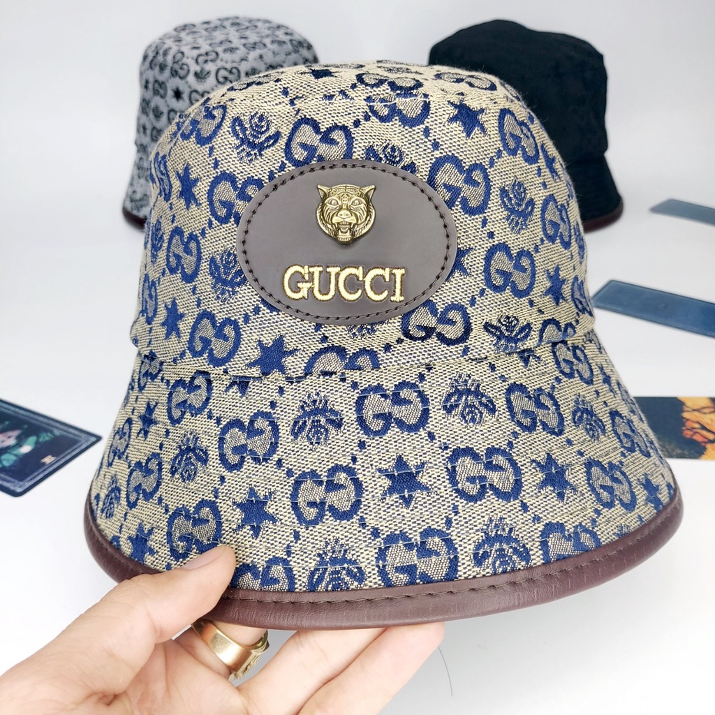 Mũ bucket vành tròn , logo da nổi hổ sắt chất liệu đồng họa tiết cực đẹp