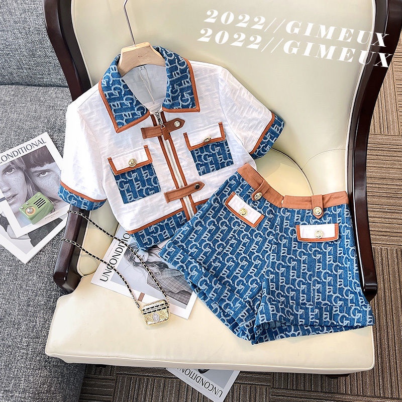 Set áo quần short 2022 chất liệu denim mùa hè