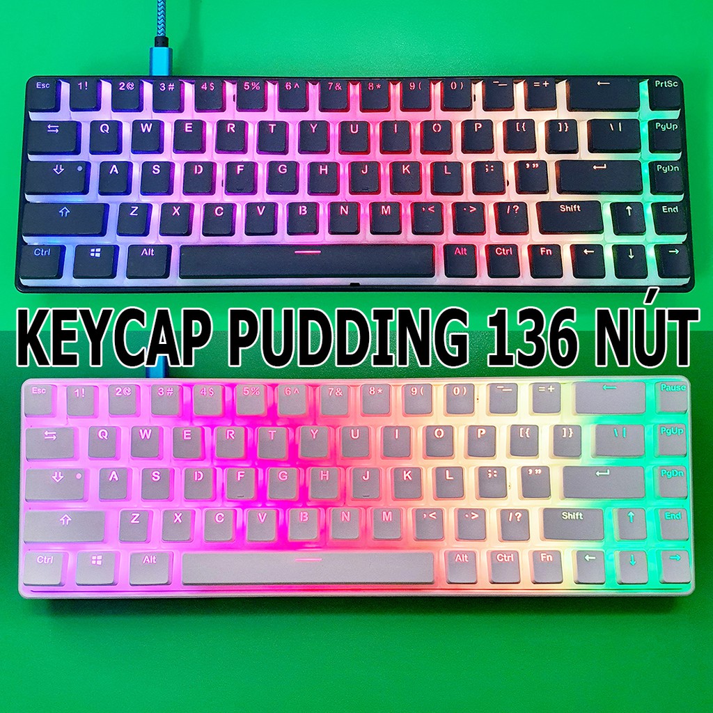 Keycap Pudding PBT MOD 136 phím ( Xuyên LED, Double Shot ) Cân được layout 68,75,89..v.v