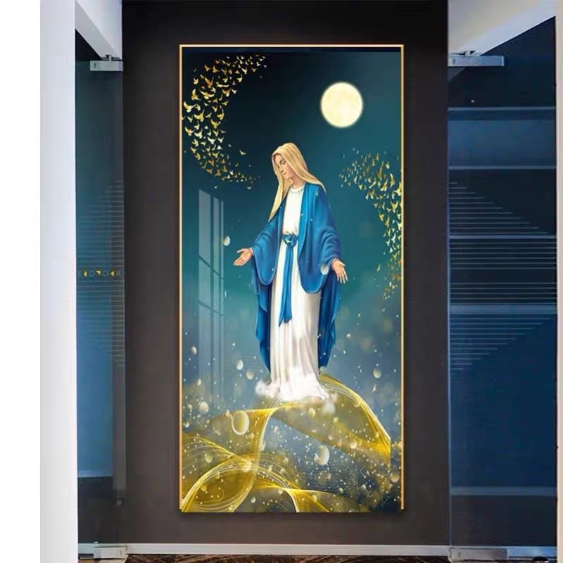 Tranh Công Giá Treo Tường Tráng Gương Bàn Thờ Phòng Khách/ Đại Sảnh Chúa và Đức Mẹ Ban Ơn Bình An