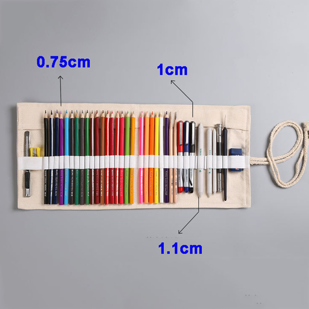 Túi Đựng Bút Chì Bằng Vải Canvas 12 / 24 / 36 / 48 / 72 Ngăn Tiện Dụng