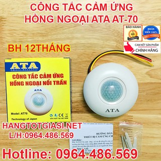 Công tắc cảm biến hồng ngoại gắn nổi trần ATA AT-70 bật đèn tự động thông minh chính hãng giảm giá 40% bảo hành 12 tháng