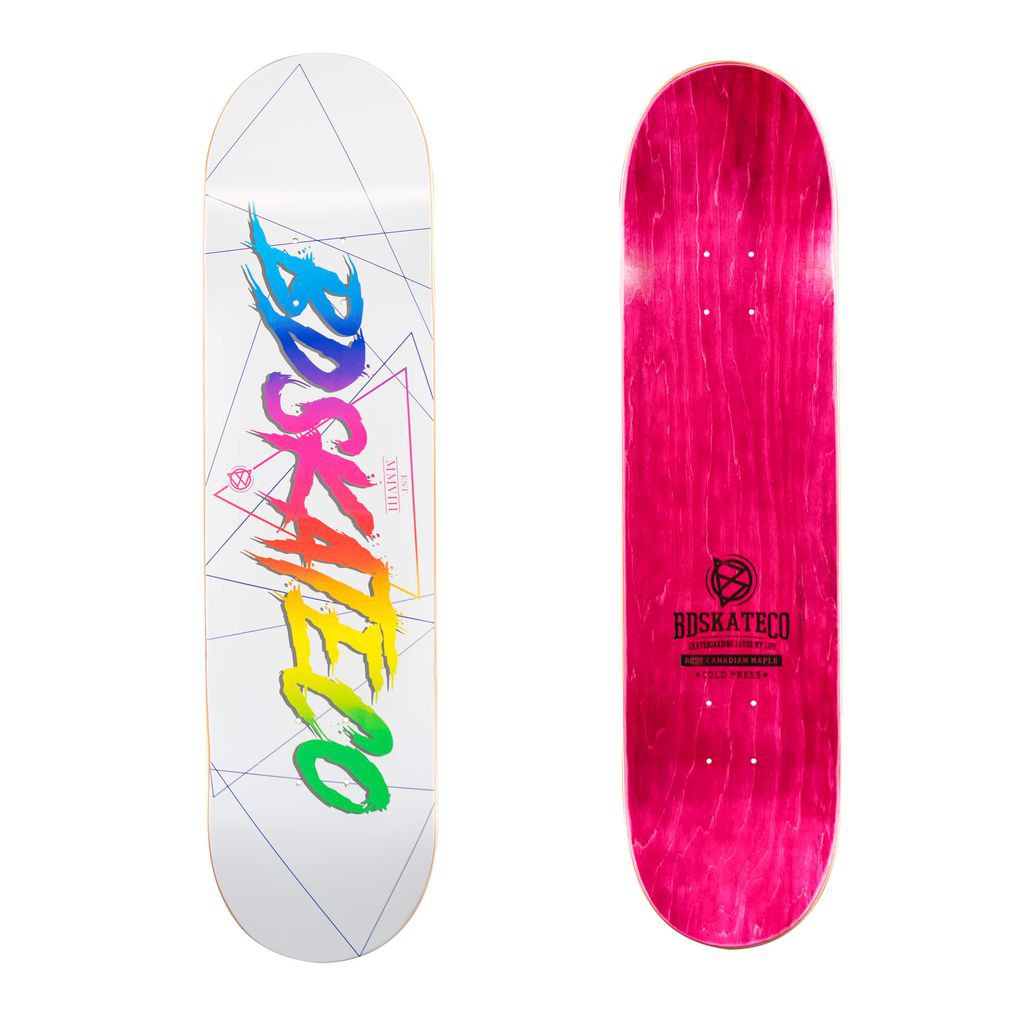 Mặt Ván Trượt Skateboard Cao Cấp Châu Âu- BDSKATECO SCRIP LOGO WHITE DECK 8.0