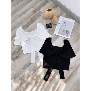 ÁO CROPTOP CỔ U NƠ LƯNG (KÈM VIDEO HÌNH THẬT)